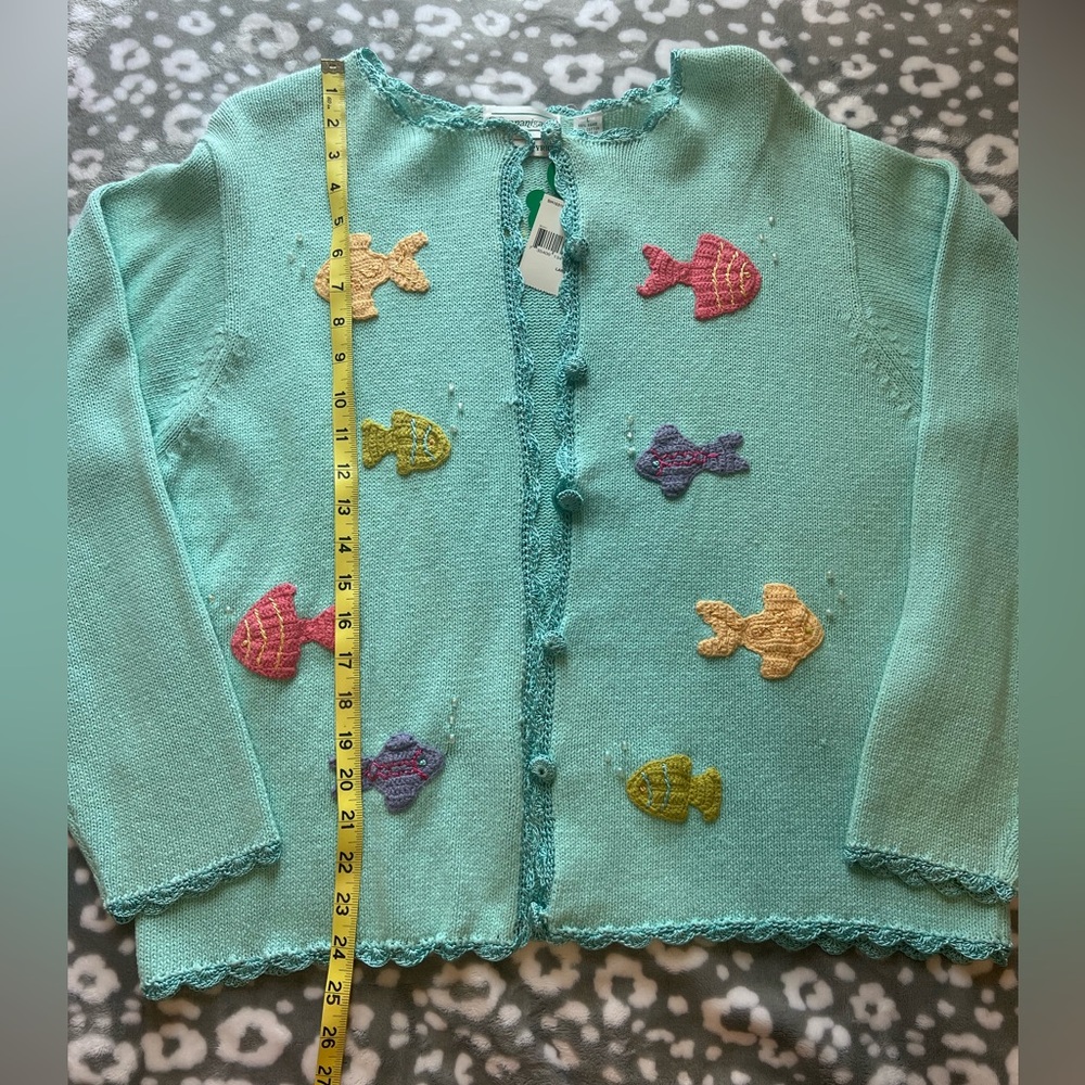 Shenanigans NWT Vintage Fish Under the Sea Nautical Cardigan/Large - Picture 10 of 14